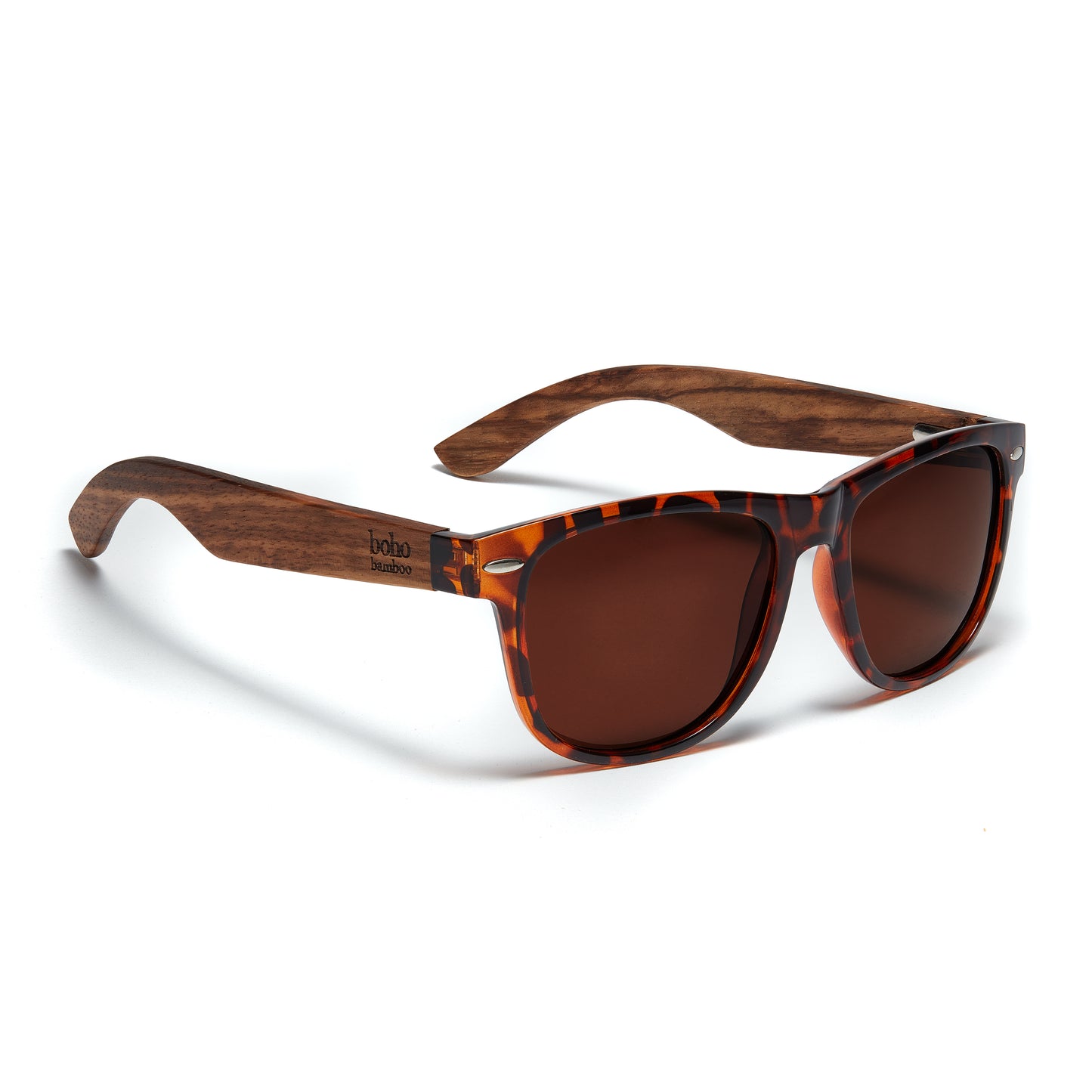 Boho Bamboo Wood arm sunglasses, polarised lenses, UV protection (Tortoiseshell)