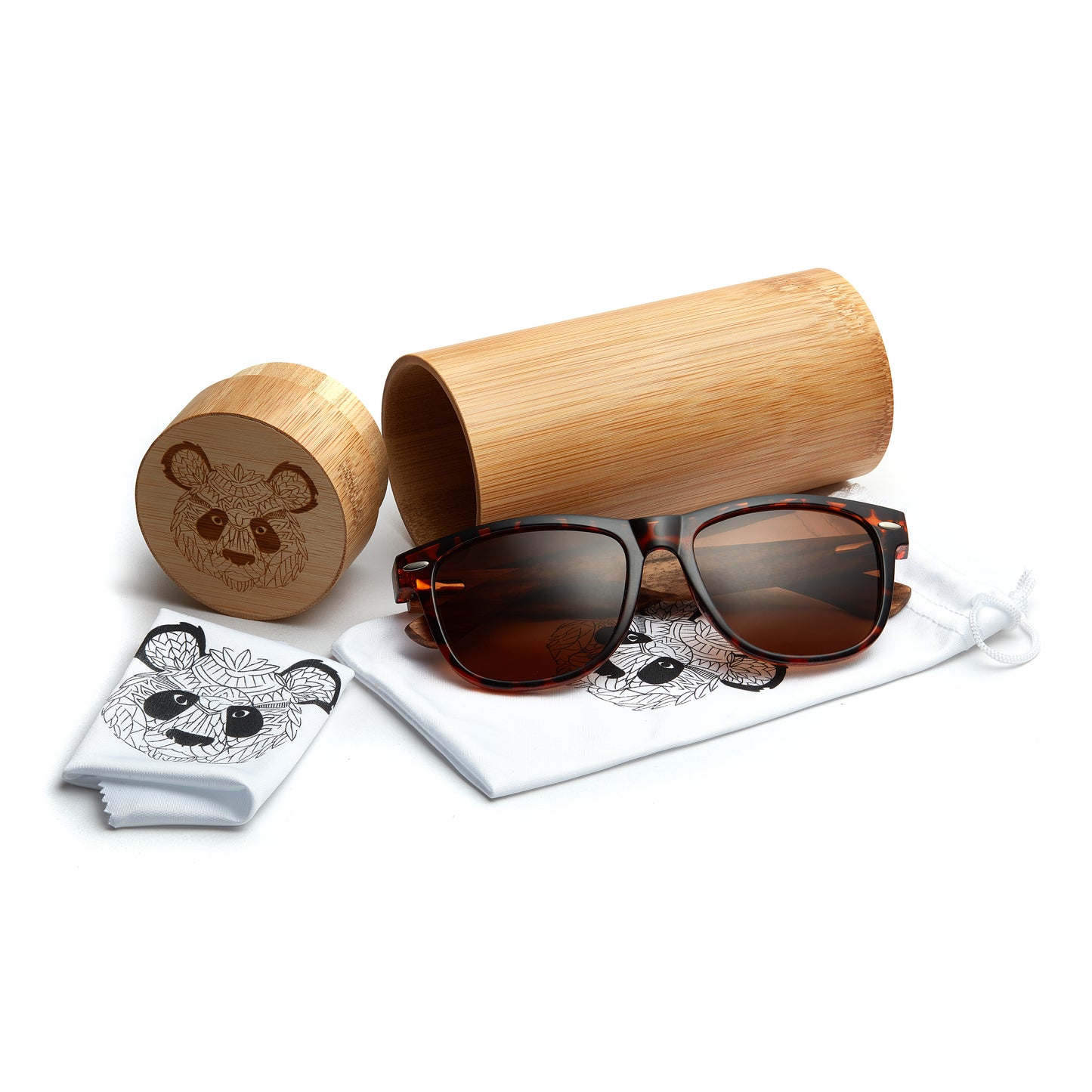 Boho Bamboo Wood arm sunglasses, polarised lenses, UV protection (Tortoiseshell)