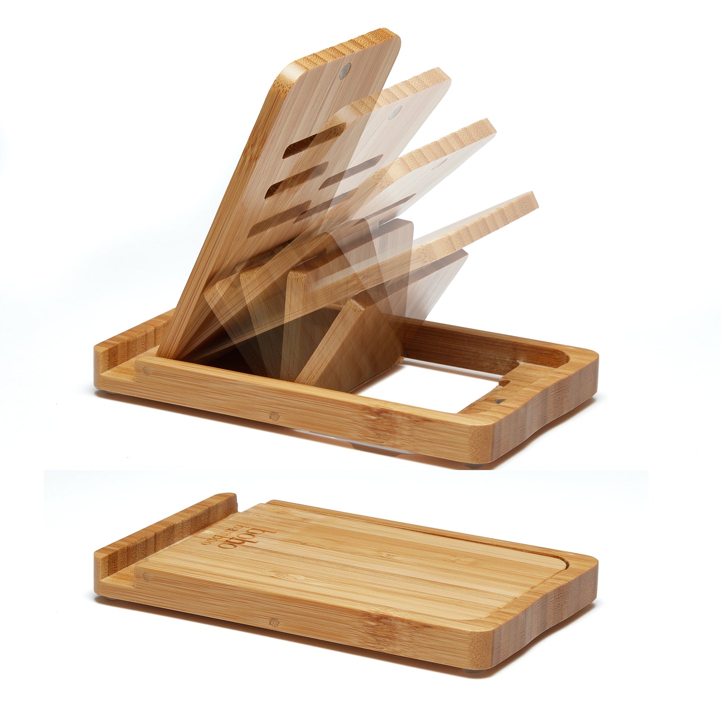 Folding phone stand. Phone holder made from sustainable bamboo