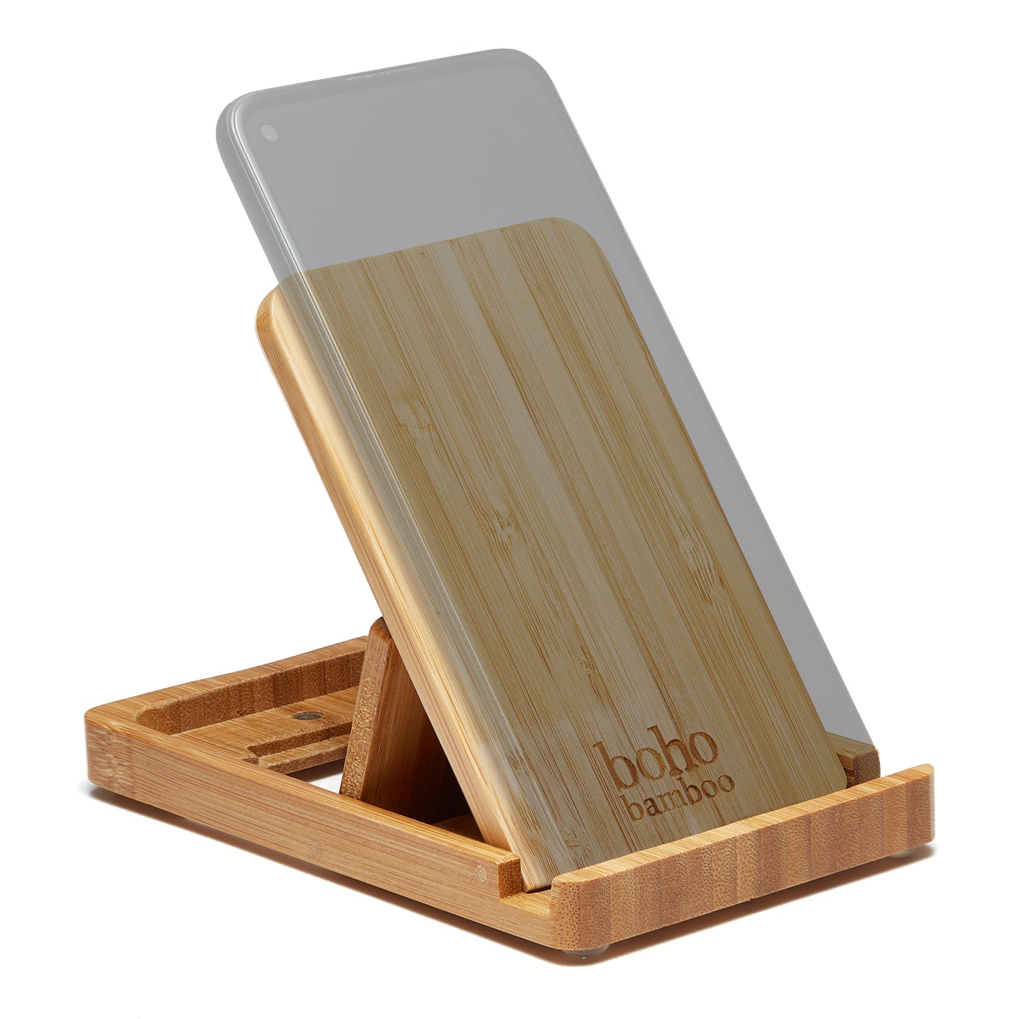 Folding phone stand. Phone holder made from sustainable bamboo